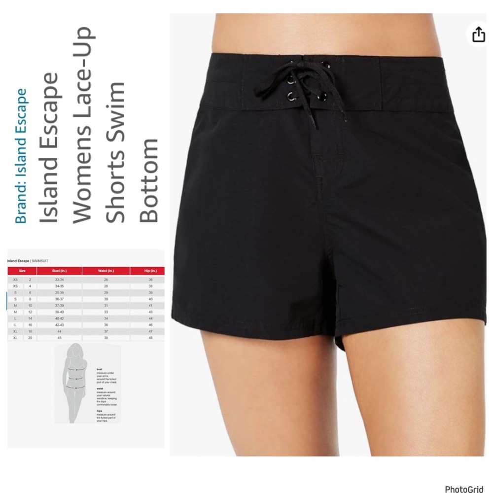 Island escape 20W plus size black swimsuit shorts NWT
